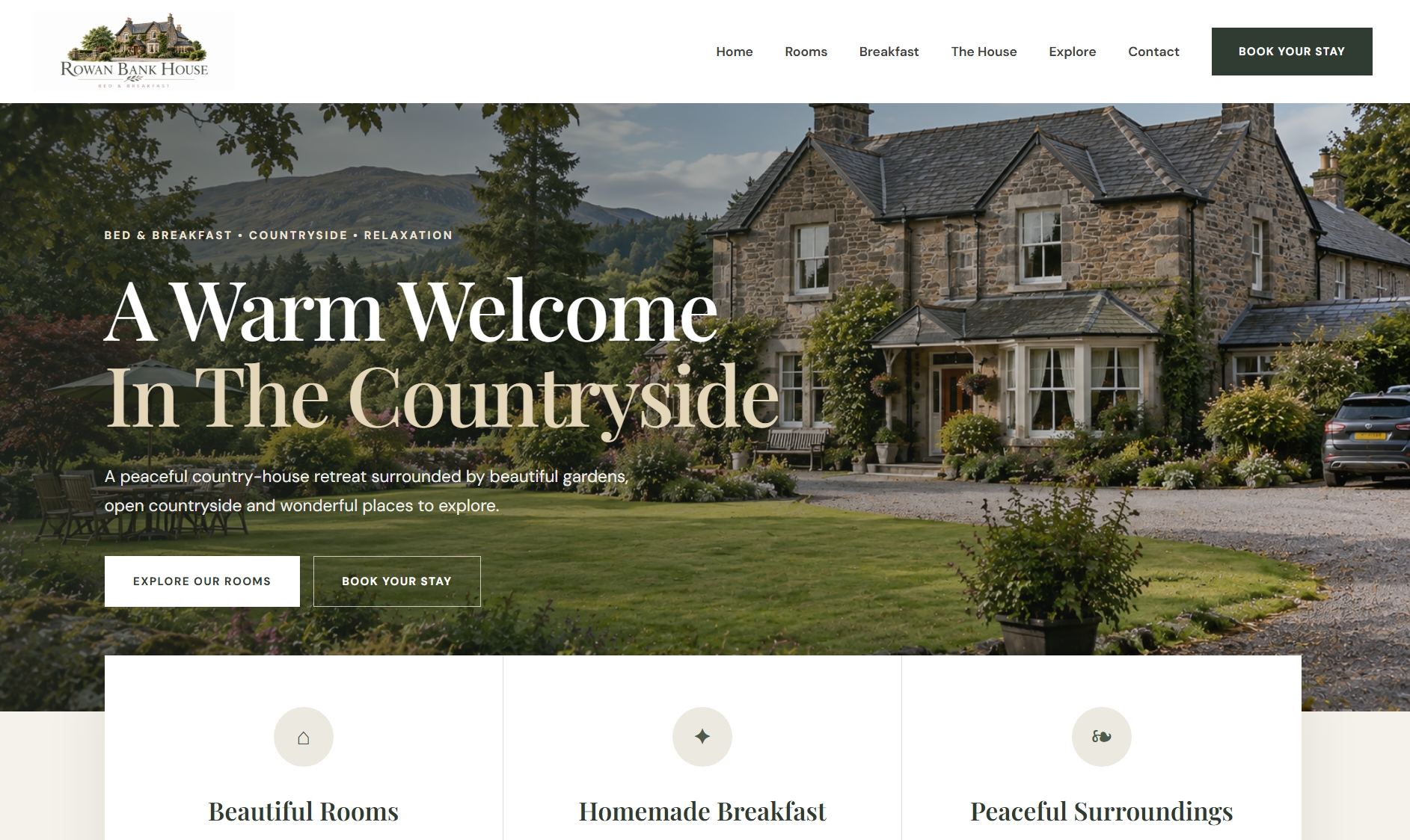 Rowan Bank House Bed & Breakfast portfolio project